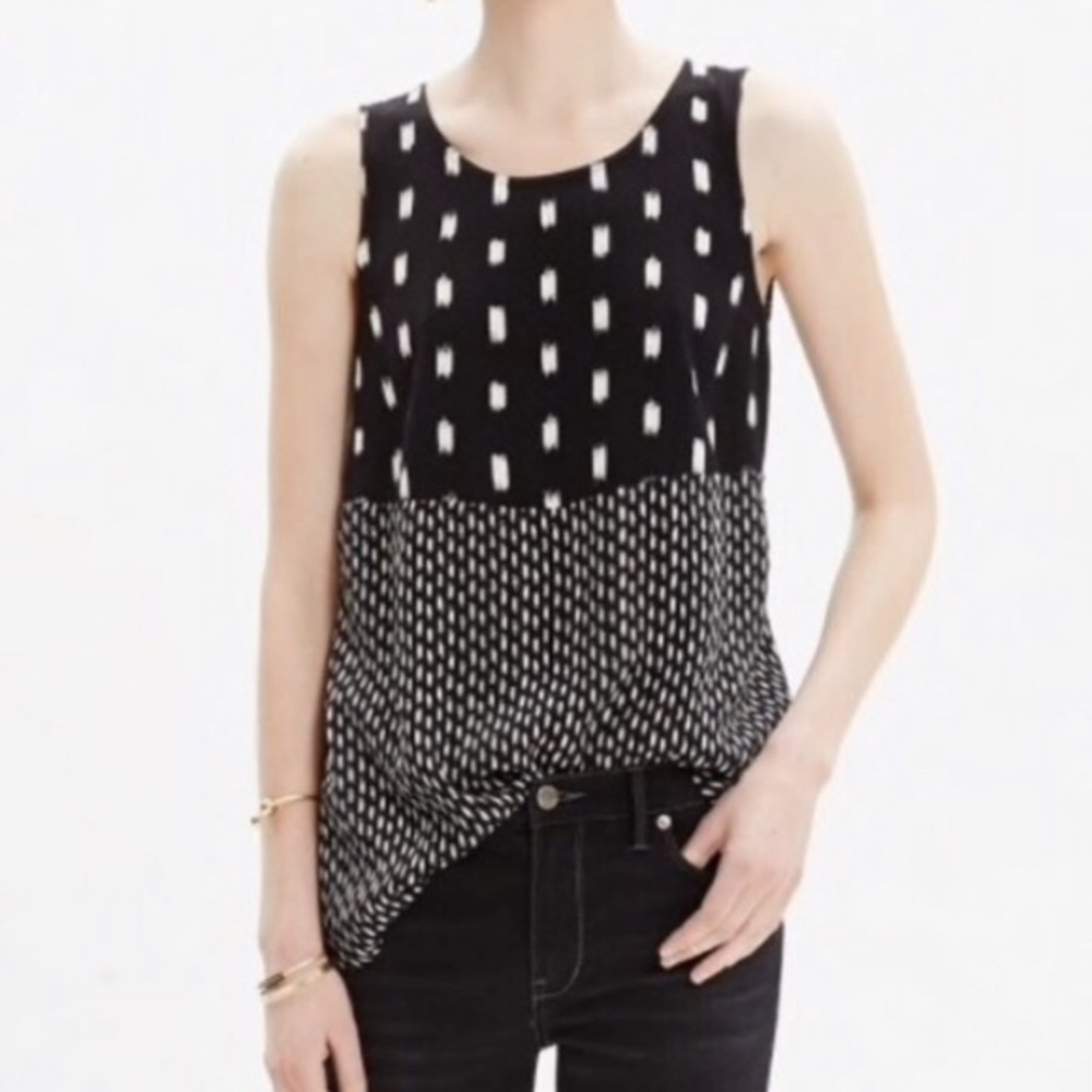 Madewell Sunbase Black Ikat Print Top Sz S